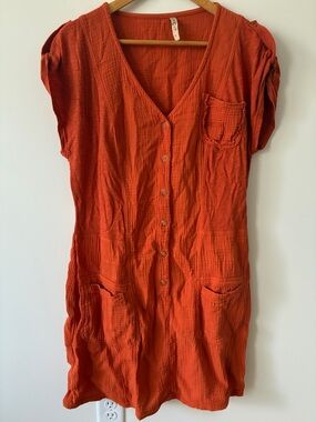 XCVI Crevin Lounge Burnt Orange Gauze Dress Size L